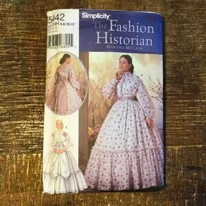 Simplicity Sewing Pattern 5442 Fashion Historian Civil War Wedding Dress UNCUT